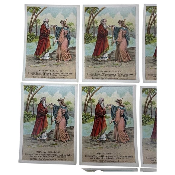 15 Antique 1905 Christian Bible Lesson 11 Picture Cards David C Cook Sept 10 - Picture 2 of 7